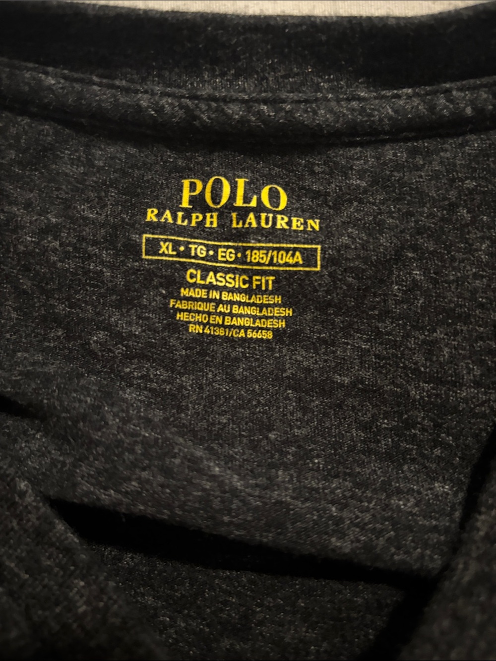 Polo by Ralph Lauren Men's Charcoal V-Neck Tee with White Pony - Picture 4 of 4